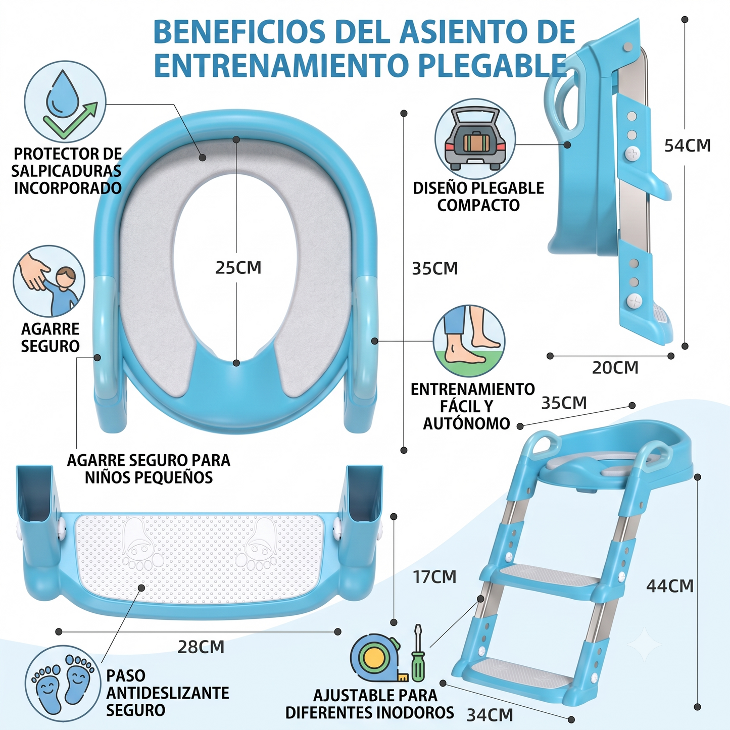 🚽 Asiento Reductor de Baño con Escalera para Niños