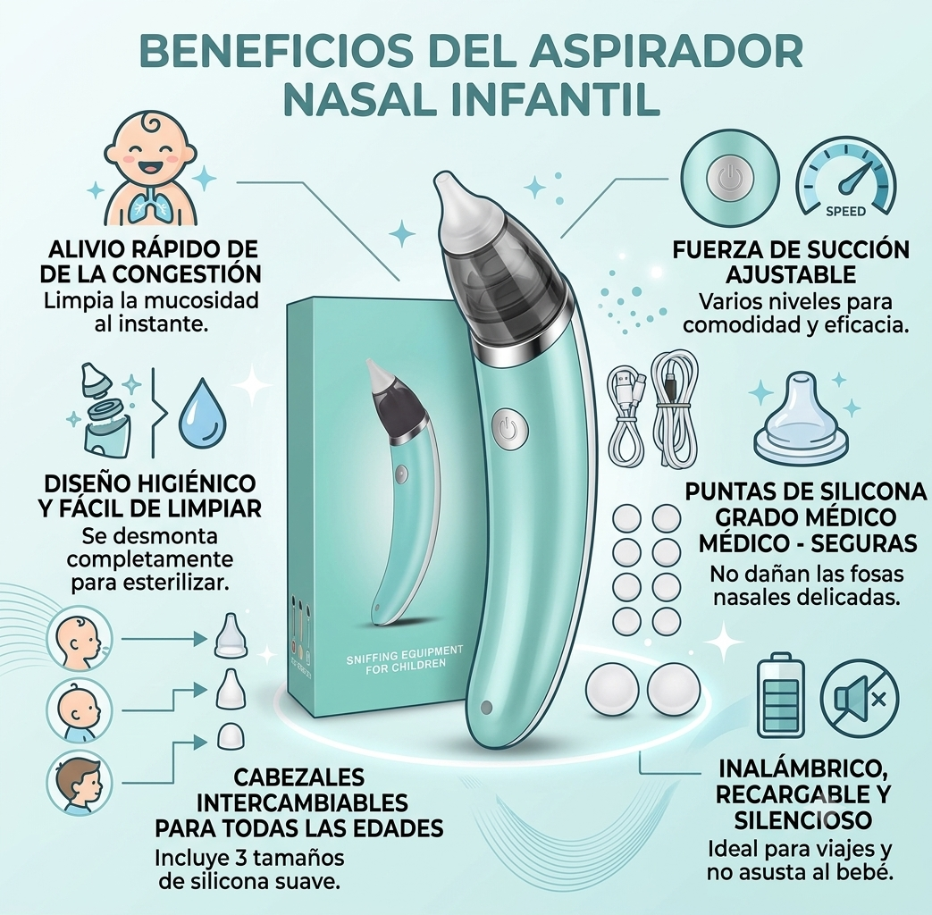 👶💙 Combo Aspirador Nasal Eléctrico + Rodilleras para Bebé