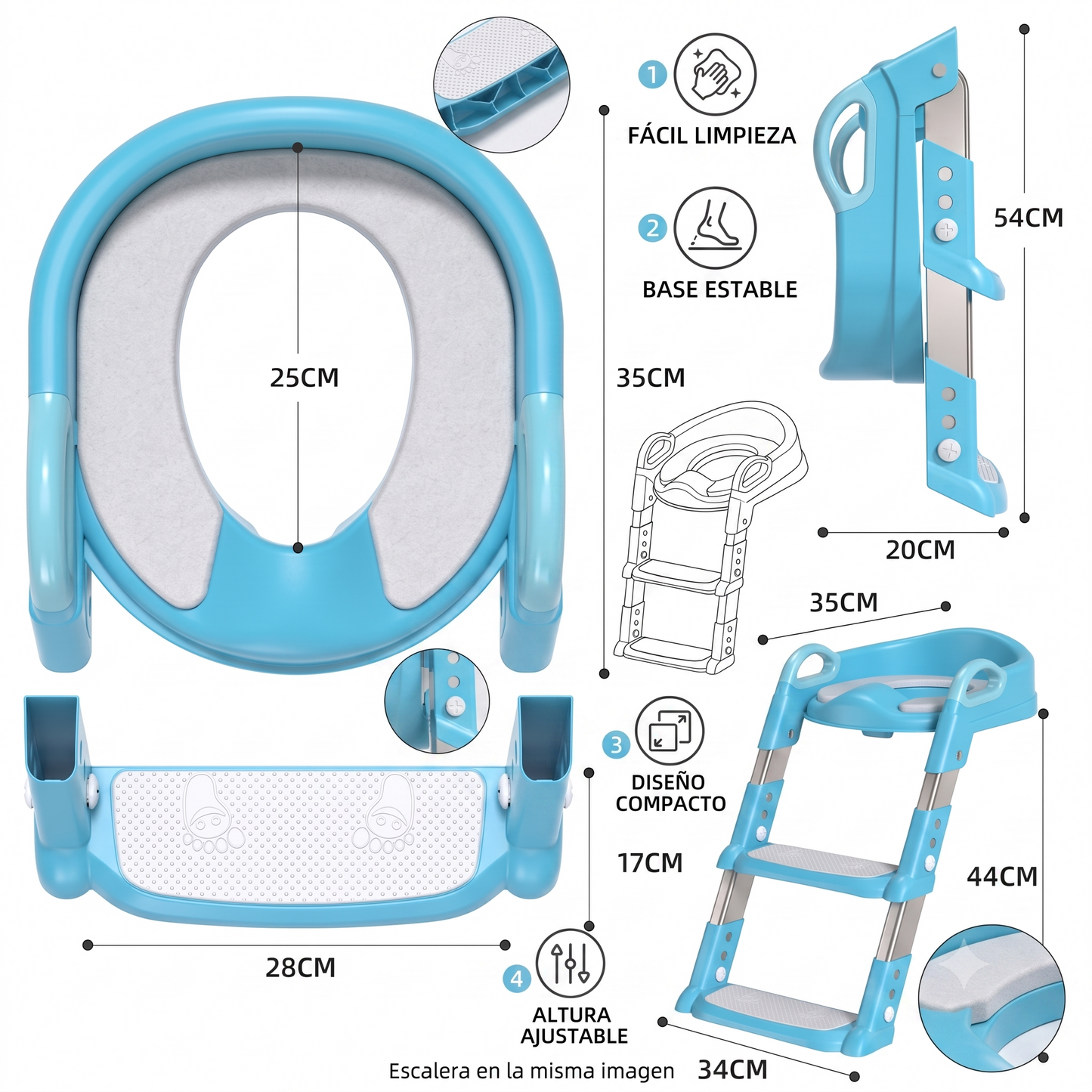 🚽 Asiento Reductor de Baño con Escalera para Niños