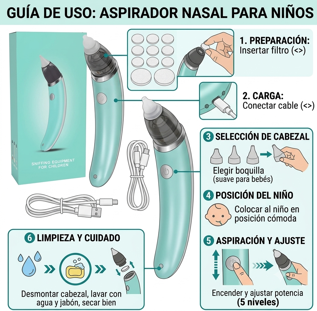 👶💙 Combo Aspirador Nasal Eléctrico + Rodilleras para Bebé