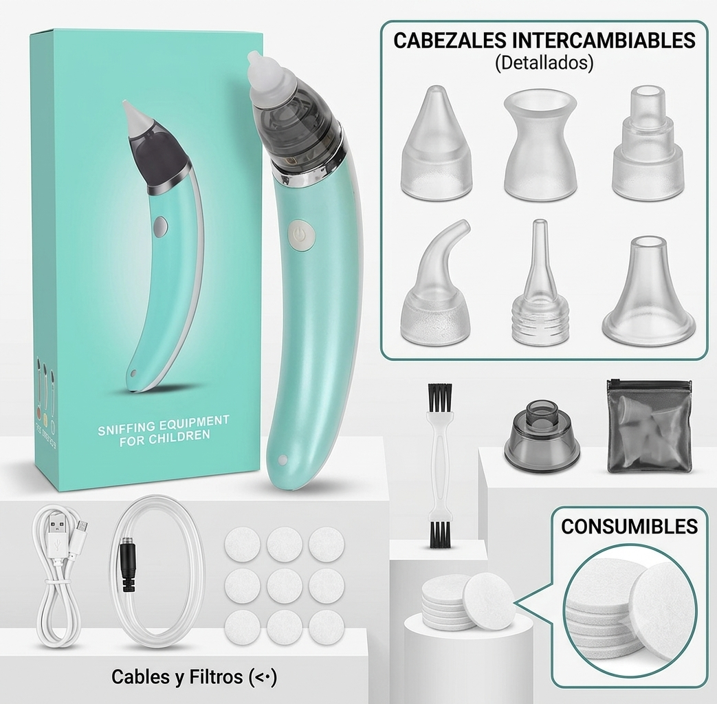 👶💙 Combo Aspirador Nasal Eléctrico + Rodilleras para Bebé