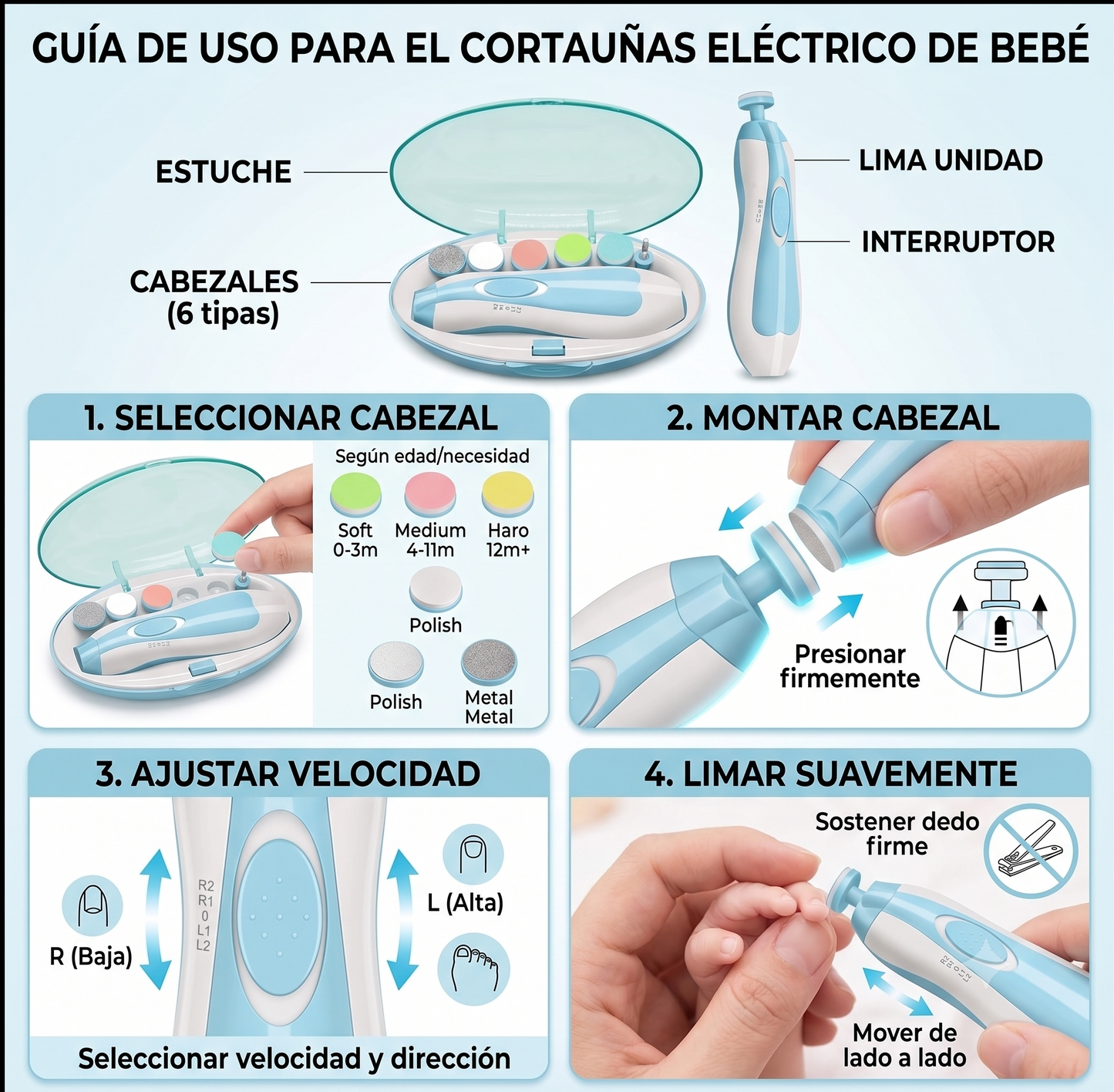 💅👶 Lima Eléctrica para Uñas de Bebé