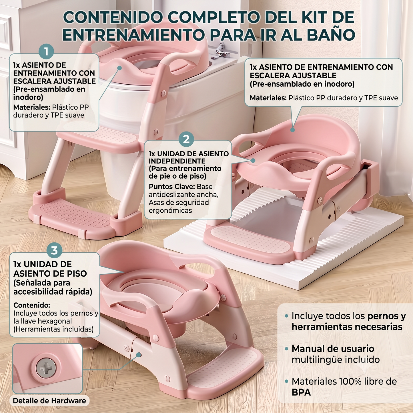 🚽 Asiento Reductor de Baño con Escalera para Niños