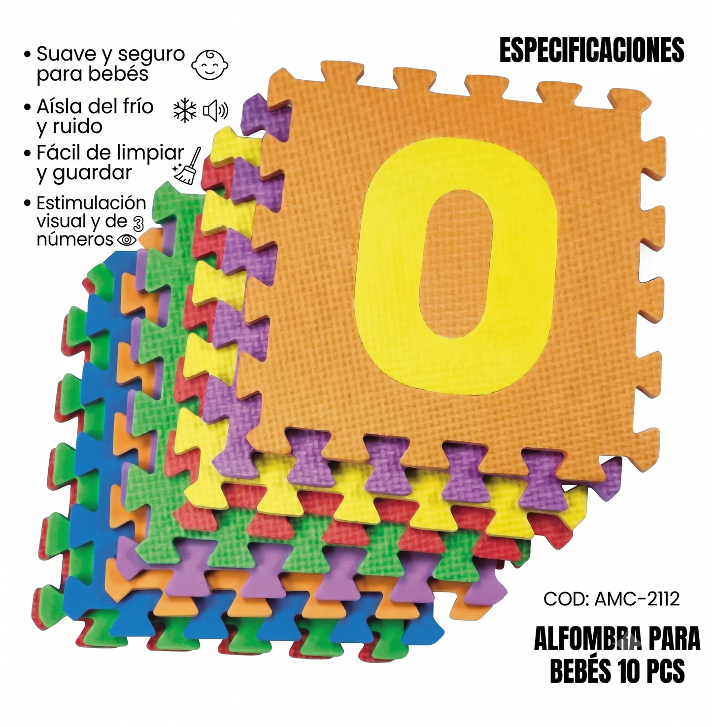 🧩 Alfombra de Foami para Bebé 10 Piezas Antideslizante