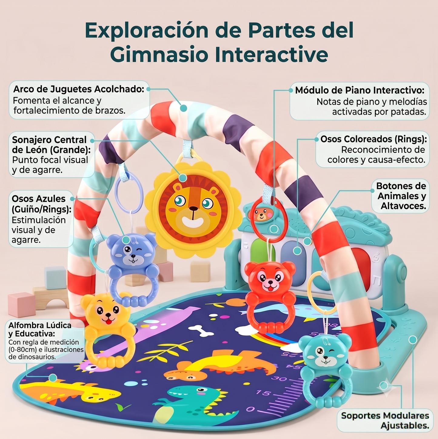 🎹 Gimnasio Didáctico para Bebés con Piano Musical