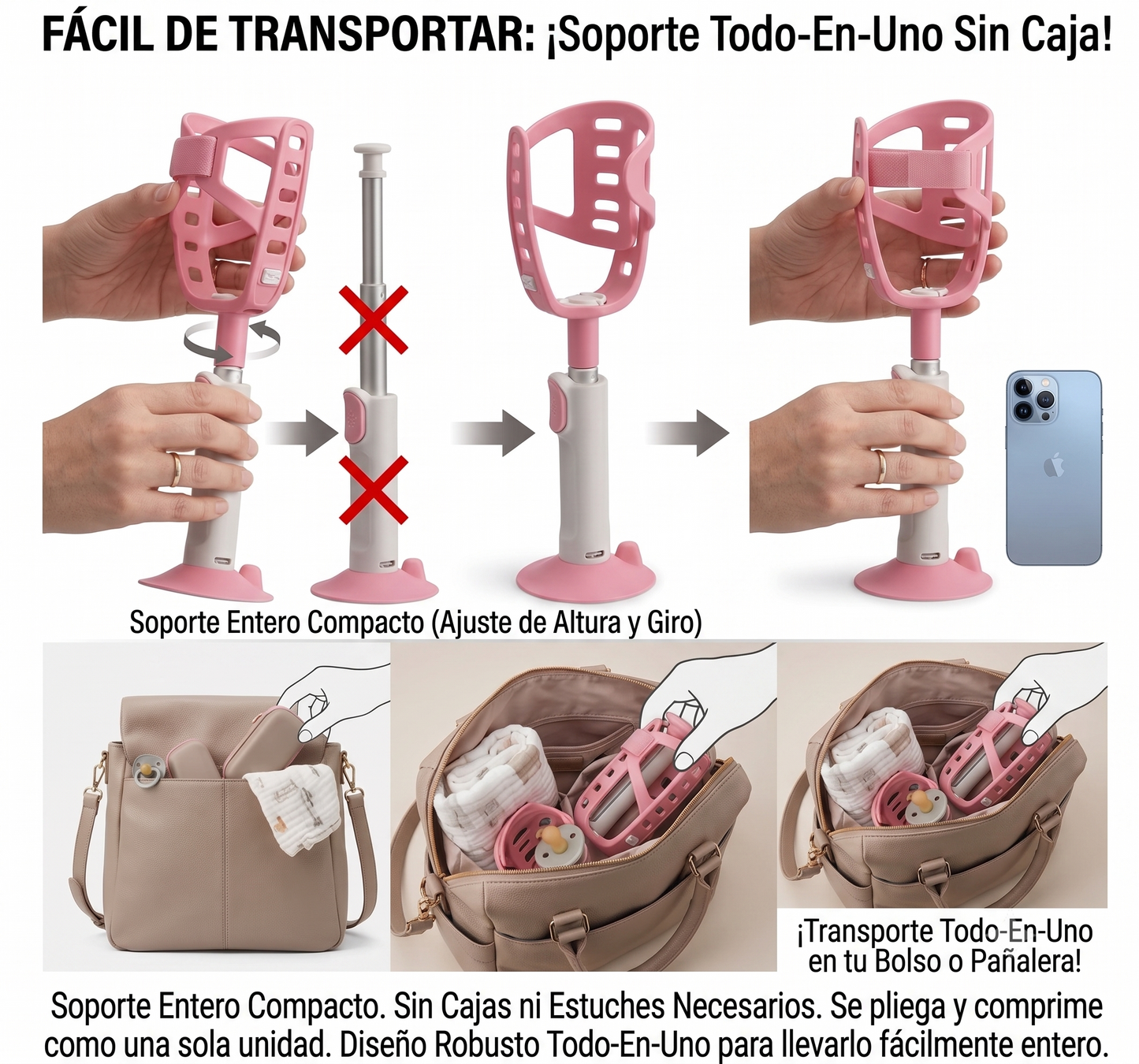 🍼 Soporte Ajustable para Biberón de Bebé Manos Libres