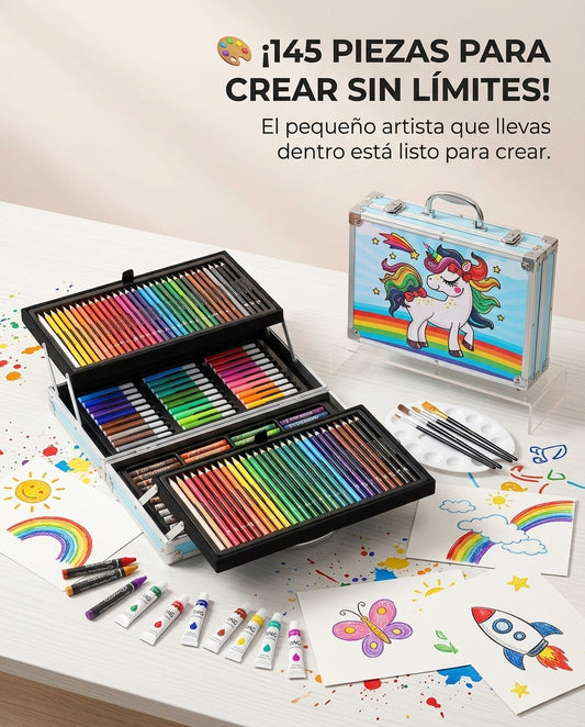 🎨 Maletín de Arte Infantil — ¡145 Piezas para Crear sin Límites!