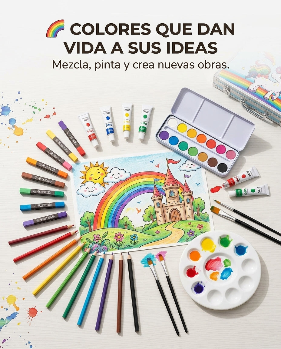 🎨 Maletín de Arte Infantil — ¡145 Piezas para Crear sin Límites!