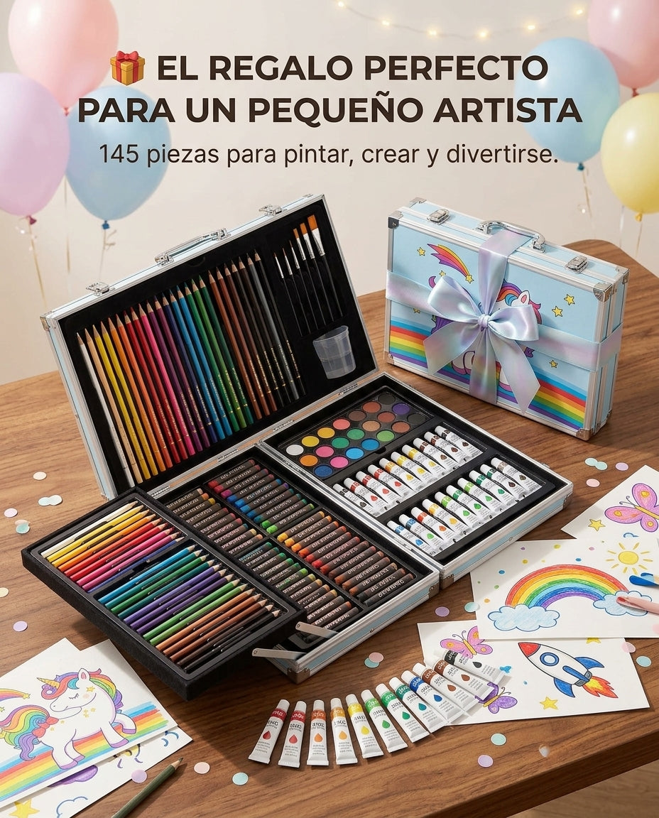 🎨 Maletín de Arte Infantil — ¡145 Piezas para Crear sin Límites!